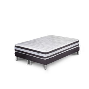 Tmavosivá posteľ s matracom a dvojitým boxspringom Stella Cadente Maison Mars Europa, 140 × 200 cm