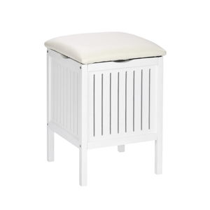 Biela drevená stolička do kúpeľne s úložným priestorom Wenko Oslo