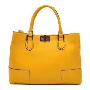 Žltá kožená kabelka Anna Luchini, 26.5 x 38 cm