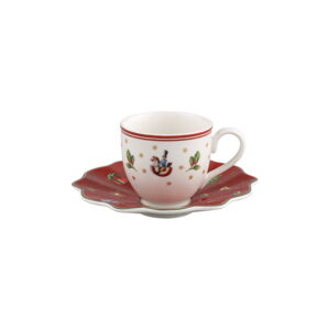 Červeno-biely porcelánový hrnček s vianočným motívom Villeroy & Boch, 0,1 l