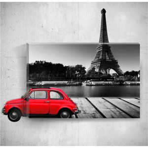 Nástenný 3D obraz Mosticx Red Car With Eiffel Tower, 40 × 60 cm
