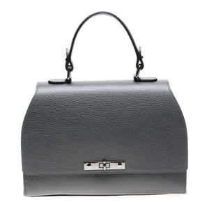 Sivá kožená kabelka s popruhom Carla Ferreri