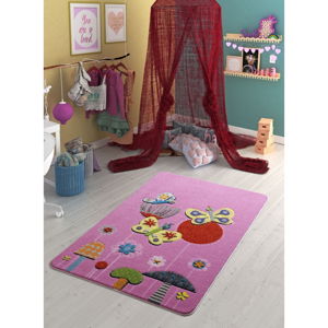 Detský ružový koberec Confetti Butterfly Effect, 100 × 150 cm