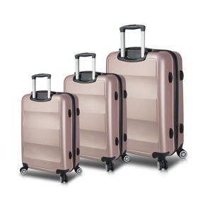 Sada 3 ružových cestovných kufrov na kolieskach s USB porty My Valice LASSO Travel Set
