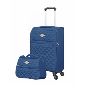 Set modrého cestovného kufra na kolieskach a menšieho kufríka GERARD PASQUIER Valises Cabine & Unity Case
