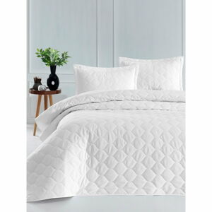 Biela prikrývka cez posteľ s obliečkou na vankúš z ranforce bavlny EnLora Home Fresh, 180 x 225 cm