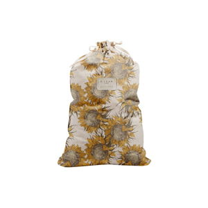 Látkový vak na bielizeň s prímesou bavlny Linen Bag Sunflower, výška 75 cm
