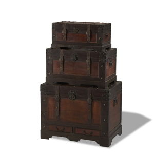 Sada 3 drevených dekoratívnych truhlíc Furnhouse Trunks Medieval