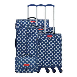 Set 3 modrých batožiny na 4 kolieskach a kozmetického kufríka Lollipops