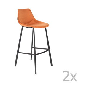 Sada 2 oranžových barových stoličiek so zamatovým poťahom Dutchbone, výška 106 cm