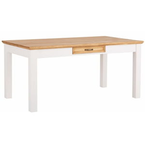 Biely jedálenský stôl z masívneho borovicového dreva so zásuvkou Støraa Suzie