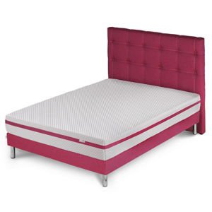 Ružová posteľ s matracom Stella Cadente Pluton Saches, 160 × 200 cm