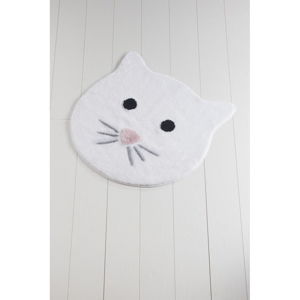 Biela kúpeľňová predložka Cat, ⌀ 90 cm