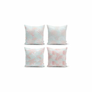 Súprava 4 dekoratívnych obliečok na vankúše Minimalist Cushion Covers Blue Leaves, 45 x 45 cm