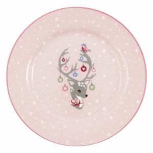 Ružový detský kameninový tanier Green Gate Dina, ø 20 cm