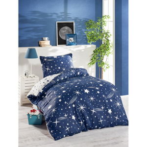 Modrá posteľná bielizeň na jednolôžko Jussno Night Sky, 140 x 200 cm