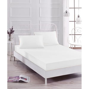 Set bielej elastickej plachty a obliečky na vankúš na jednolôžko Basso Blanco, 100 × 200 cm