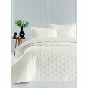 Béžová prikrývka cez posteľ s 2 obliečkami na vankúš z ranforce bavlny EnLora Home Fresh, 225 x 240 cm
