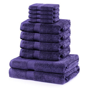 Set 8 fialových uterákov a 2 osušiek DecoKing Marina Purple