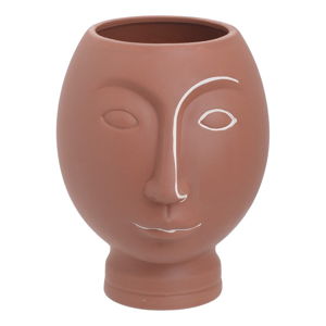 Tehlovočervená keramická váza InArt Face, výška 18 cm