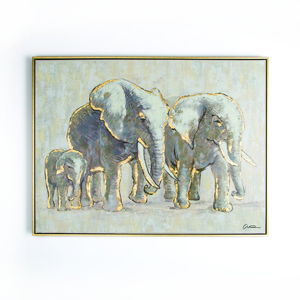 Ručne maľovaný obraz Graham & Brown Elephant Family, 80 × 60 cm
