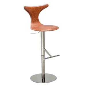 Hnedá kožená barová stolička DAN–FORM Denmark Dolphin