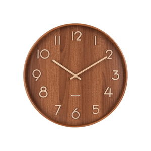 Hnedé nástenné hodiny z lipového dreva Karlsson Pure Large, ø 60 cm