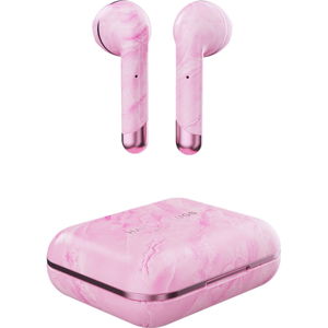 Ružové bezdrôtové slúchadlá so škatuľkou Happy Plugs Air 1 Marble