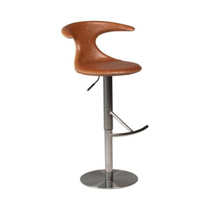 Hnedá barová nastaviteľná stolička s koženým sedadlom DAN-FORM Denmark Flair