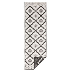 Čierno-krémový vonkajší koberec Bougari Malibu, 80 x 250 cm