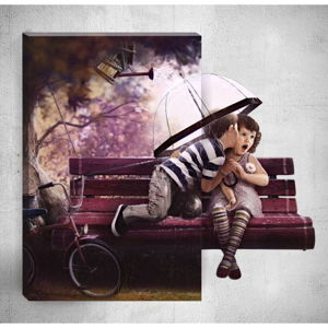 Nástenný 3D obraz Mosticx Cute Kids In Rain, 40 × 60 cm