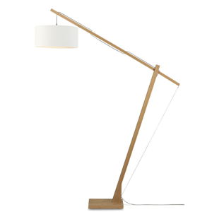 Stojacia lampa s bielym tienidlom a konštrukciou z bambusu Good&Mojo Montblanc