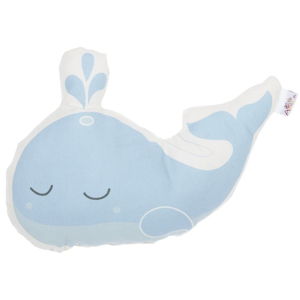 Modrý detský vankúšik s prímesou bavlny Apolena Pillow Toy Whale, 35 x 24 cm