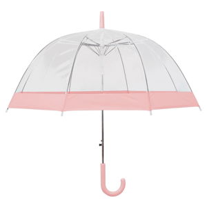 Transparentný tyčový dáždnik s automatickým otváraním Ambiance Pastel Pink, ⌀ 85 cm