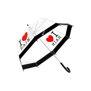 Transparentný dáždnik Ambiance I Love Rain, ⌀ 81 cm