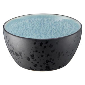 Čierna kameninová miska s vnútornou glazúrou v svetlomodrej farbe Bitz Mensa, priemer 12 cm