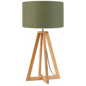 Stolová lampa so zeleným tienidlom a konštrukciou z bambusu Good&Mojo Everest