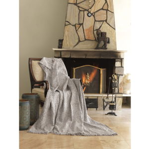 Béžová bavlnená deka mismo Linen, 170 × 220 cm