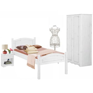 Biely 3-dielny jednolôžkový posteľný set z borovicového dreva Støraa Bangor