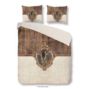 Hnedé posteľné obliečky z bavlny na jednolôžko Good Morning Premento Deer, 140 × 200 cm