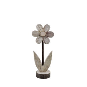 Malá drevená dekorácia v tvare kvetiny s motívom kvetiny Ego Dekor, 8 × 21 cm