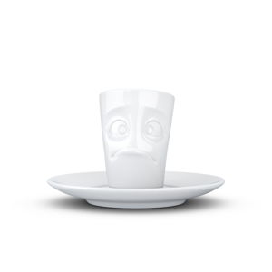 Biely sklamaný porcelánový hrnček na espresso s tanierikom 58products, objem 80 ml
