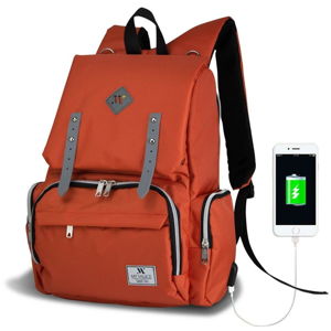Oranžový batoh pre mamičky s USB portom My Valice MOTHER STAR Baby Care Backpack