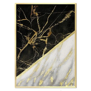Nástenný ručne maľovaný obraz JohnsonStyle White & White Marble, 53 x 73 cm