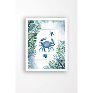 Nástenný obraz na plátne v bielom ráme Tablo Center Blue Crab, 29 × 24 cm