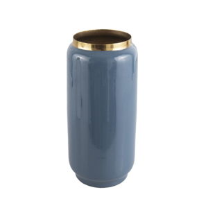 Modrá váza s detailom v zlatej farbe PT LIVING Flare, výška 27 cm