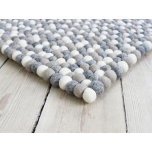 Svetlosivý guľôčkový vlnený koberec Wooldot Ball rugs, 120 x 180 cm