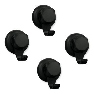 Sada 4 čiernych samodržiacich nástenných háčikov Compactor Bestlock Black Small Hooks, ⌀ 5,4 cm