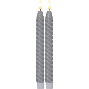 Súprava 2 sivých voskových LED sviečok Star Trading Flamme Swirl Antique, výška 25 cm