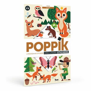 Vzdelávací samolepkový plagát Poppik Lesné zvieratá